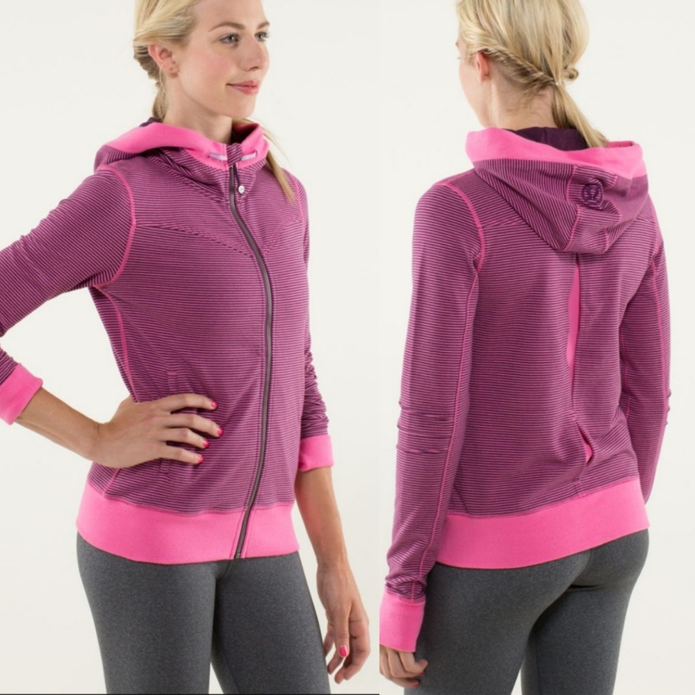 Lululemon Bliss Break HoodieWagon Stripe Plum Afterglo / Plum / Afterglo Size 8